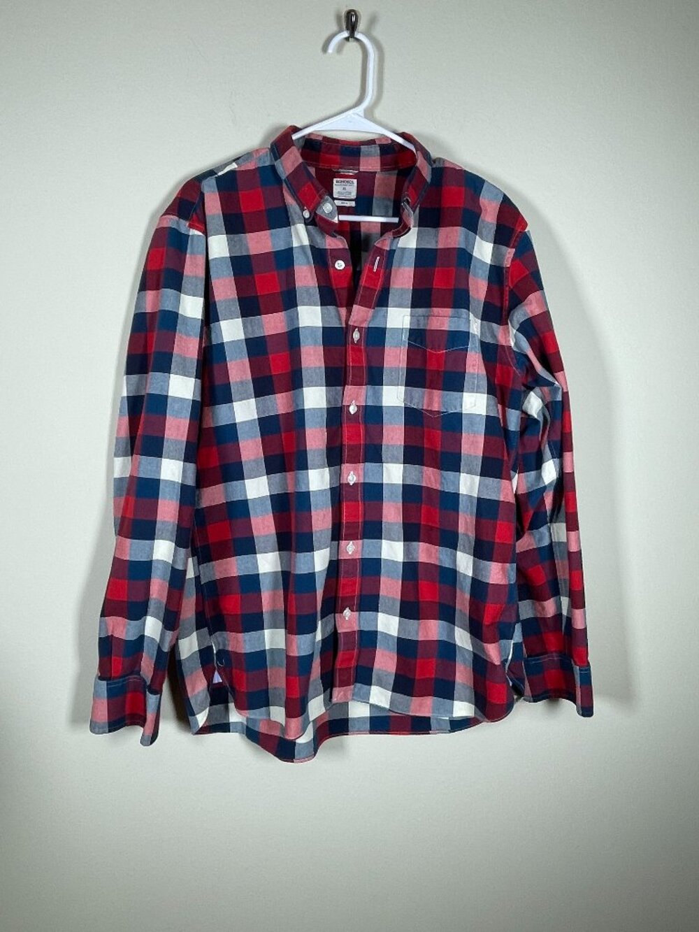 Bonobos Men's Red Navy Plaid Button-Up Flannel Shirt Slim Fit XL Cotton!